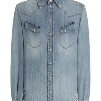 DOLCE & GABBANA DENIM WESTERN SHIRT Size: 40, colour: BLUE
