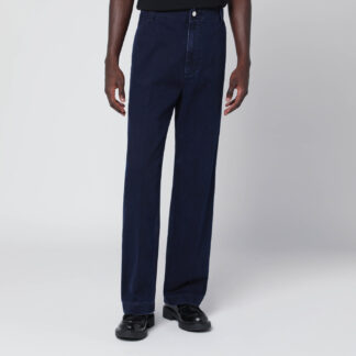 Dark blue washed denim trousers