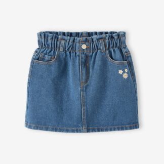 Denim Paperbag Skirt for Girls stone