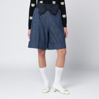 Denim bermuda shorts with oversized bow