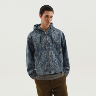 Denim marbled zip hoodie