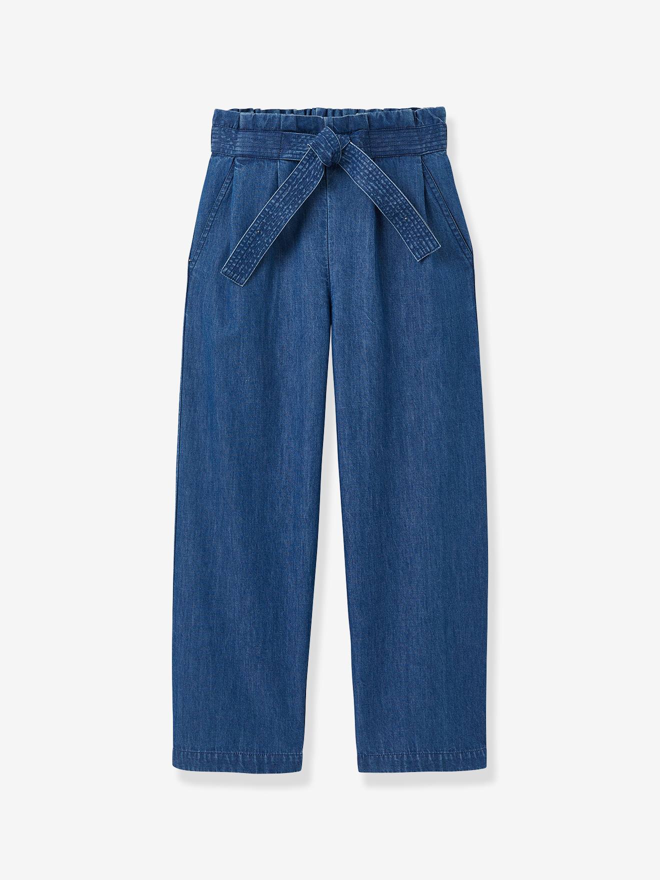 Denim trouser with belt brut denim