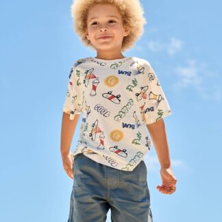 Elasticated bermuda shorts for boys denim blue