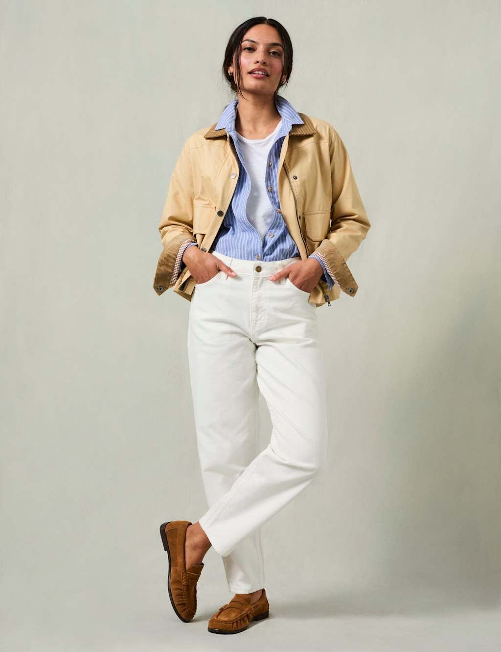 FatFace Mid Rise Cigarette Ankle Grazer Jeans White
