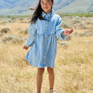 Girl's denim dress double stone
