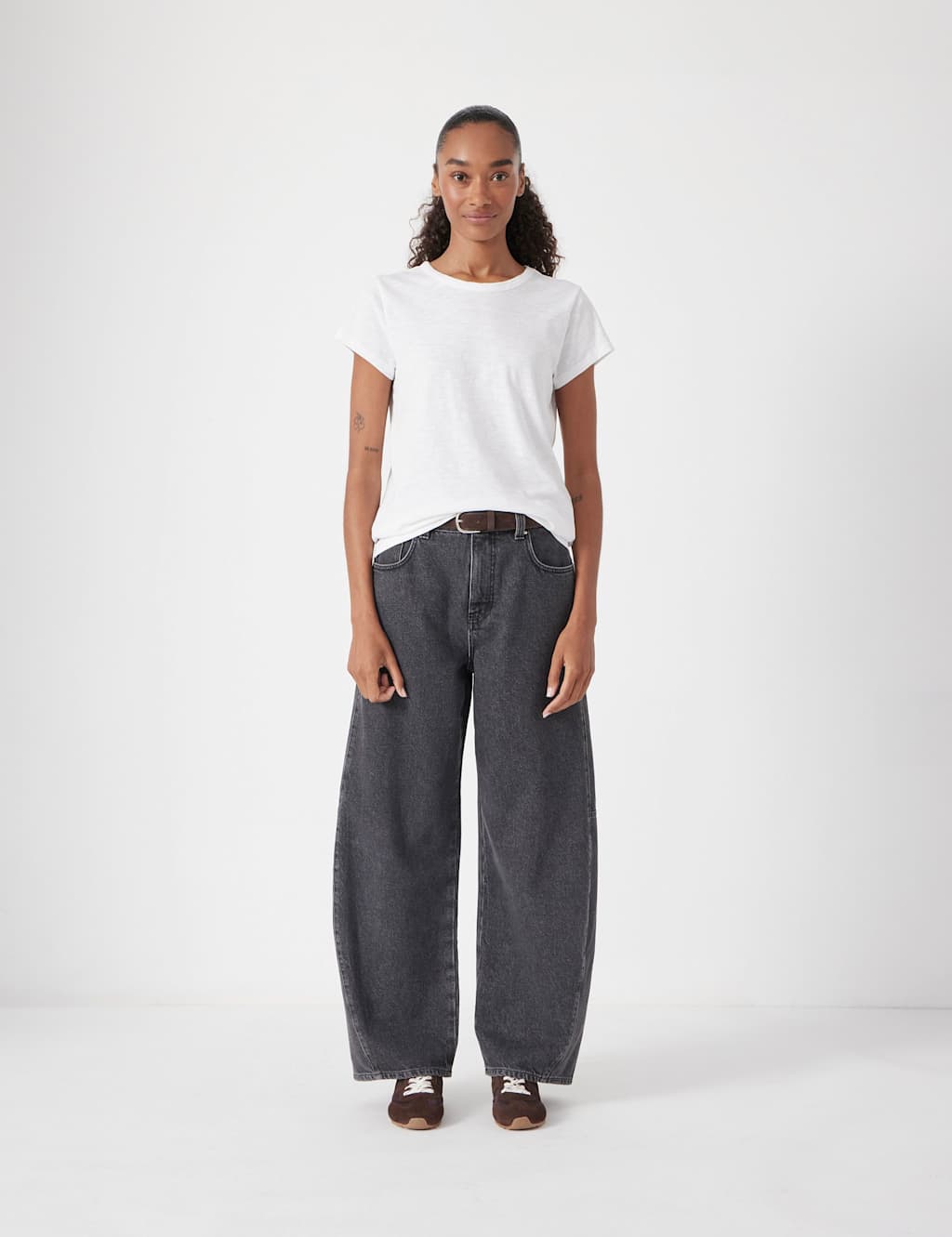 HUSH Pure Cotton Barrel Leg Jeans Black
