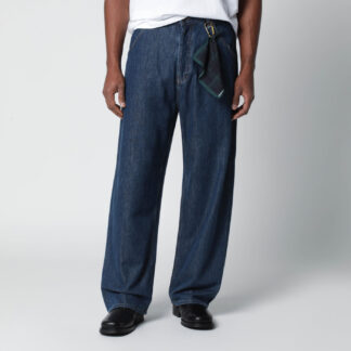 Indigo blue cotton-blend jeans