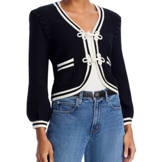 L'Agence Kaito Contrast Trim Crop Cardigan