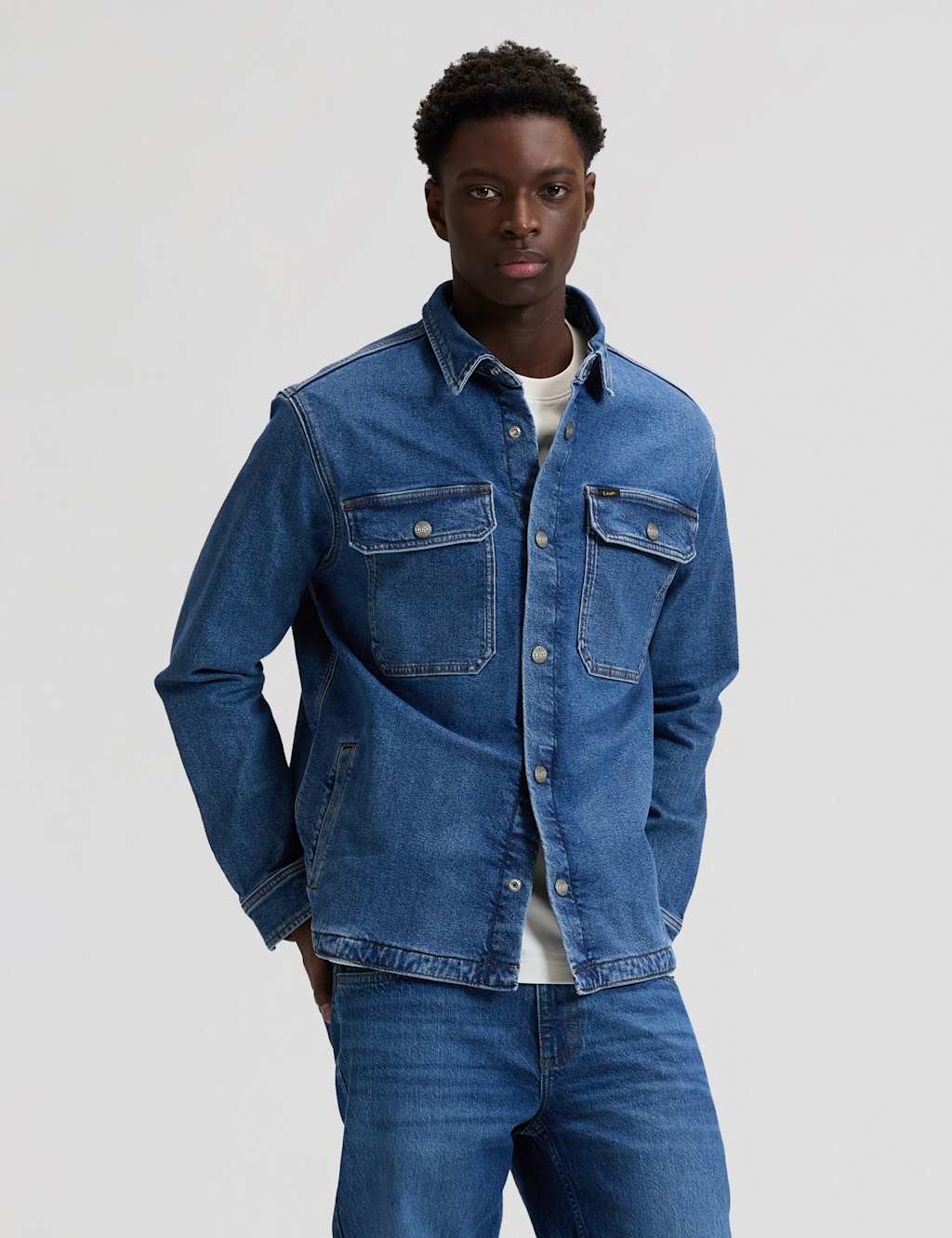 Lee Regular Fit Denim Overshirt Blue Denim