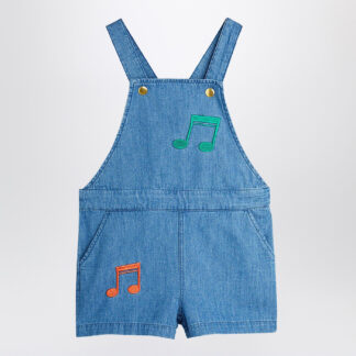 Light blue denim overall with musical notes