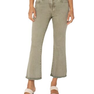 Liverpool Los Angeles Hannah High Rise Cropped Flare Leg Jeans in Mineral Laurel Olive