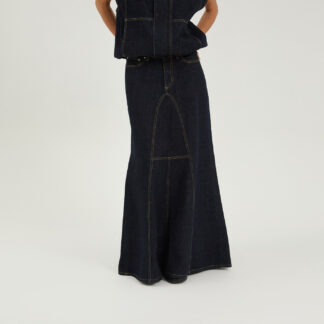 Long denim skirt dark blue