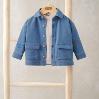 Mamas & Papas Denim Shacket & T-Shirt Set (0-36 Mths) Blue