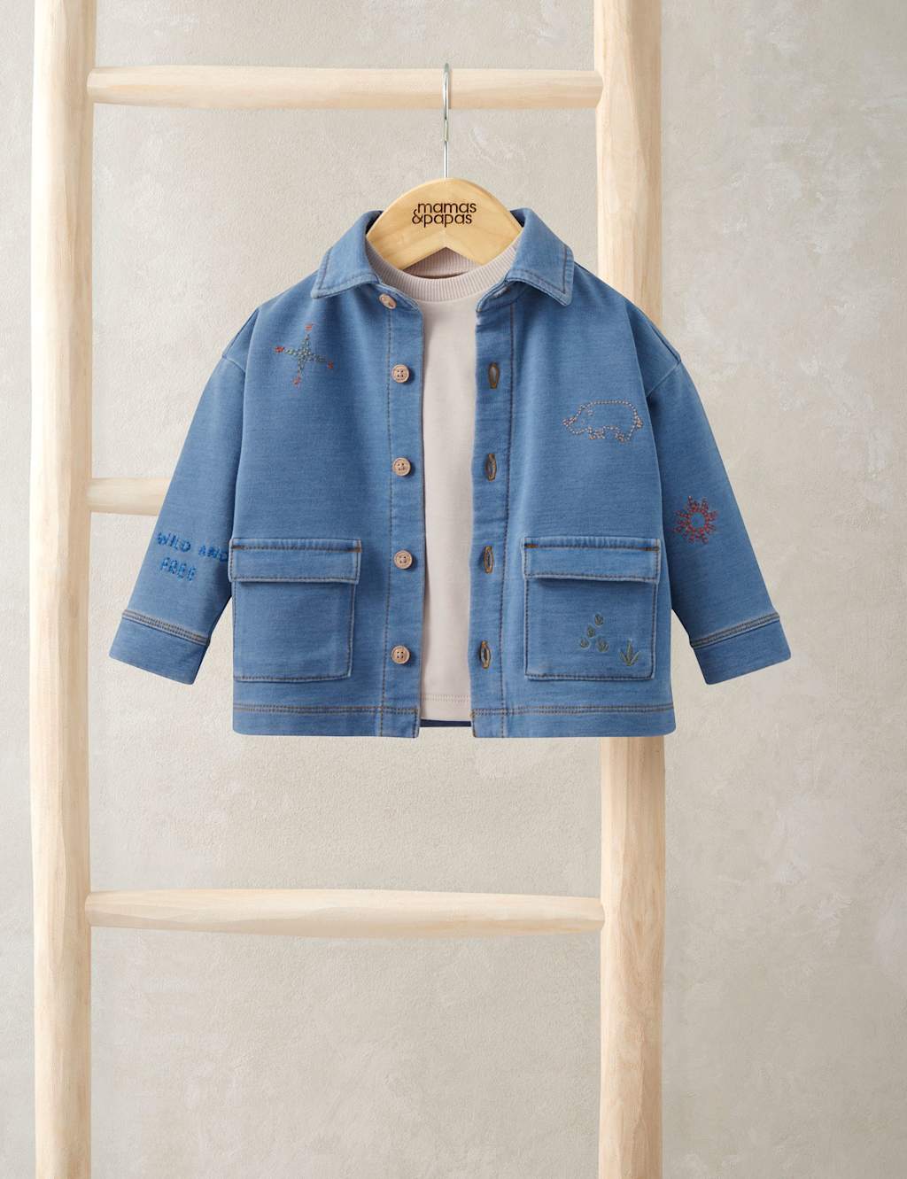 Mamas & Papas Denim Shacket & T-Shirt Set (0-36 Mths) Blue