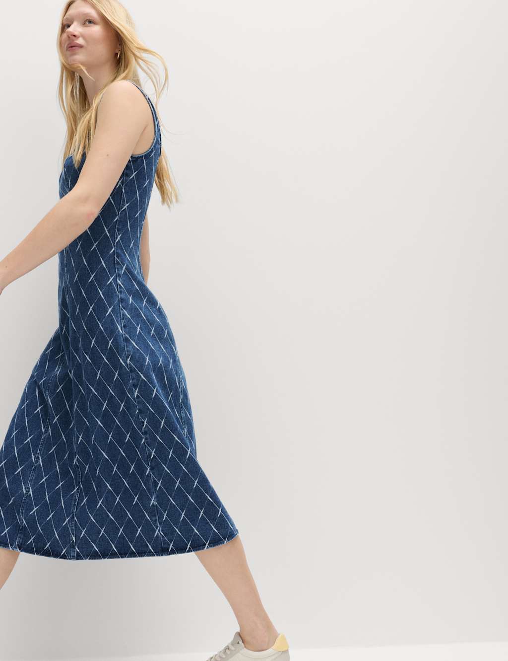 M&S Denim Jacquard Midi Column Dress Denim