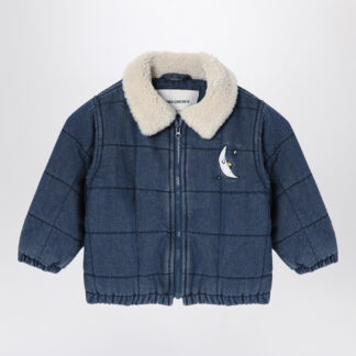 Navy blue quilted denim jacket