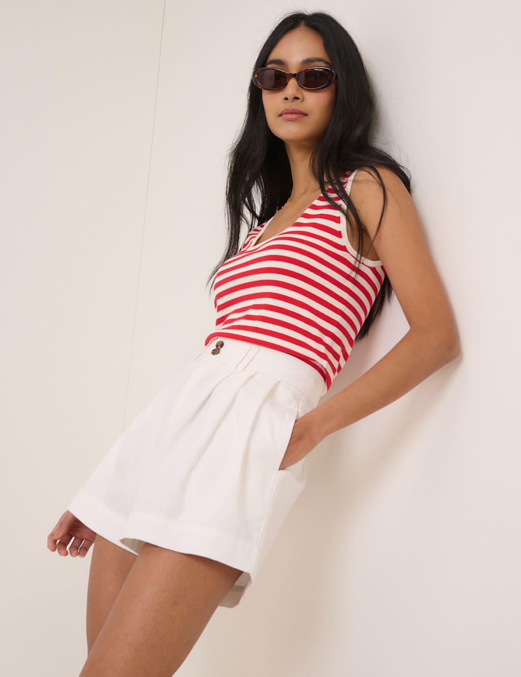 Nobody's Child Cotton Rich Denim High Waisted Shorts Cream