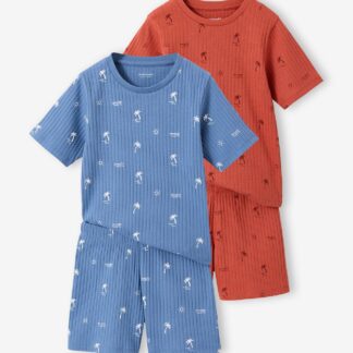 Pack of 2 boys' short pyjamas denim blue