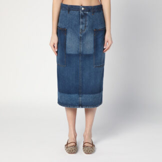 Patchwork blue skirt in denim