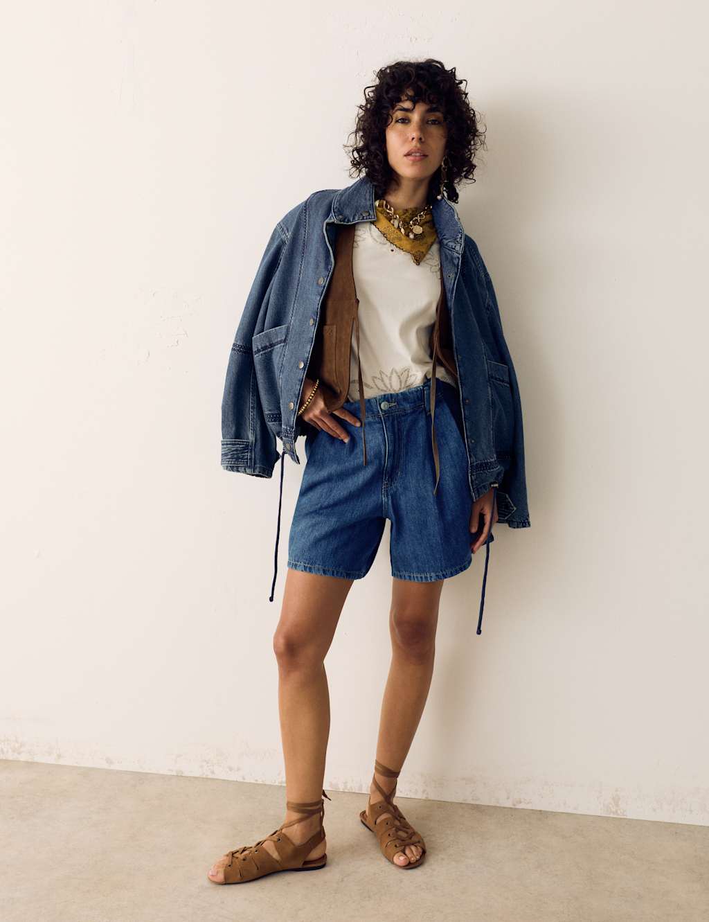 Per Una Pleat Front Denim Shorts Medium Indigo