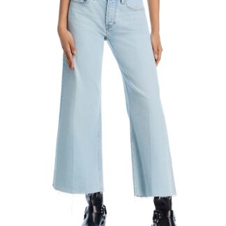 Re/Done Mid Rise Wide Leg Ankle Jeans in Ola Indigo