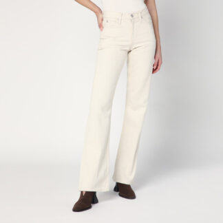 Relaxed Flared beige jeans in linen blend