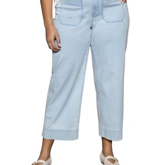 Sanctuary Plus The Marine Cropped Wide Leg Jeans in Ultra Pale