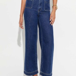 Sportscraft Pure Linen High Waisted Shorts Blue Denim