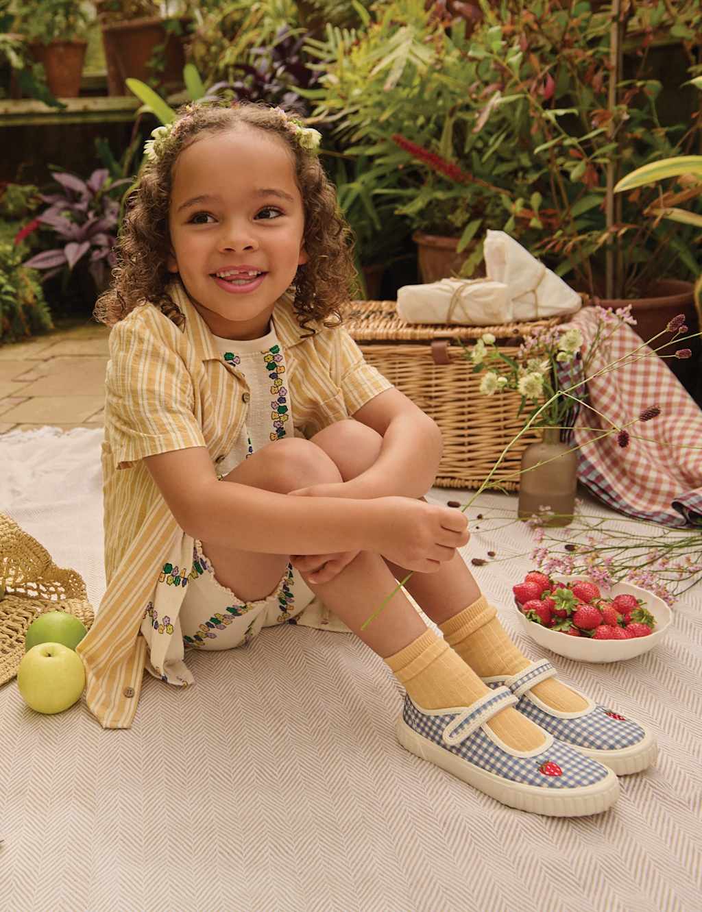 Start-Rite Kids' Gingham Riptape Mary Jane Shoes (6 Small-1 1/2 Large) Denim
