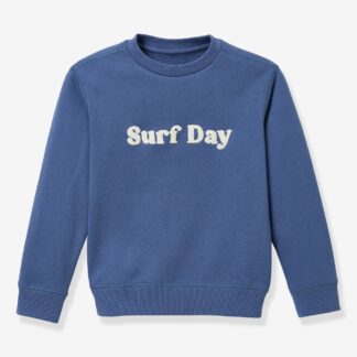Sweatshirt with slogan in organic cotton denim blue