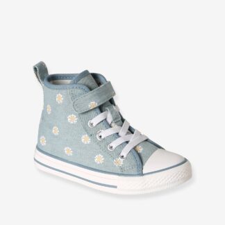 Synthetic high-top trainers for children denim blue