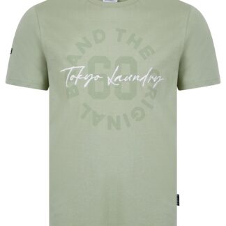 T-Shirts Carcle Embroidery & Print Motif Cotton Jersey T-Shirt in Jadeite Green / S - Tokyo Laundry