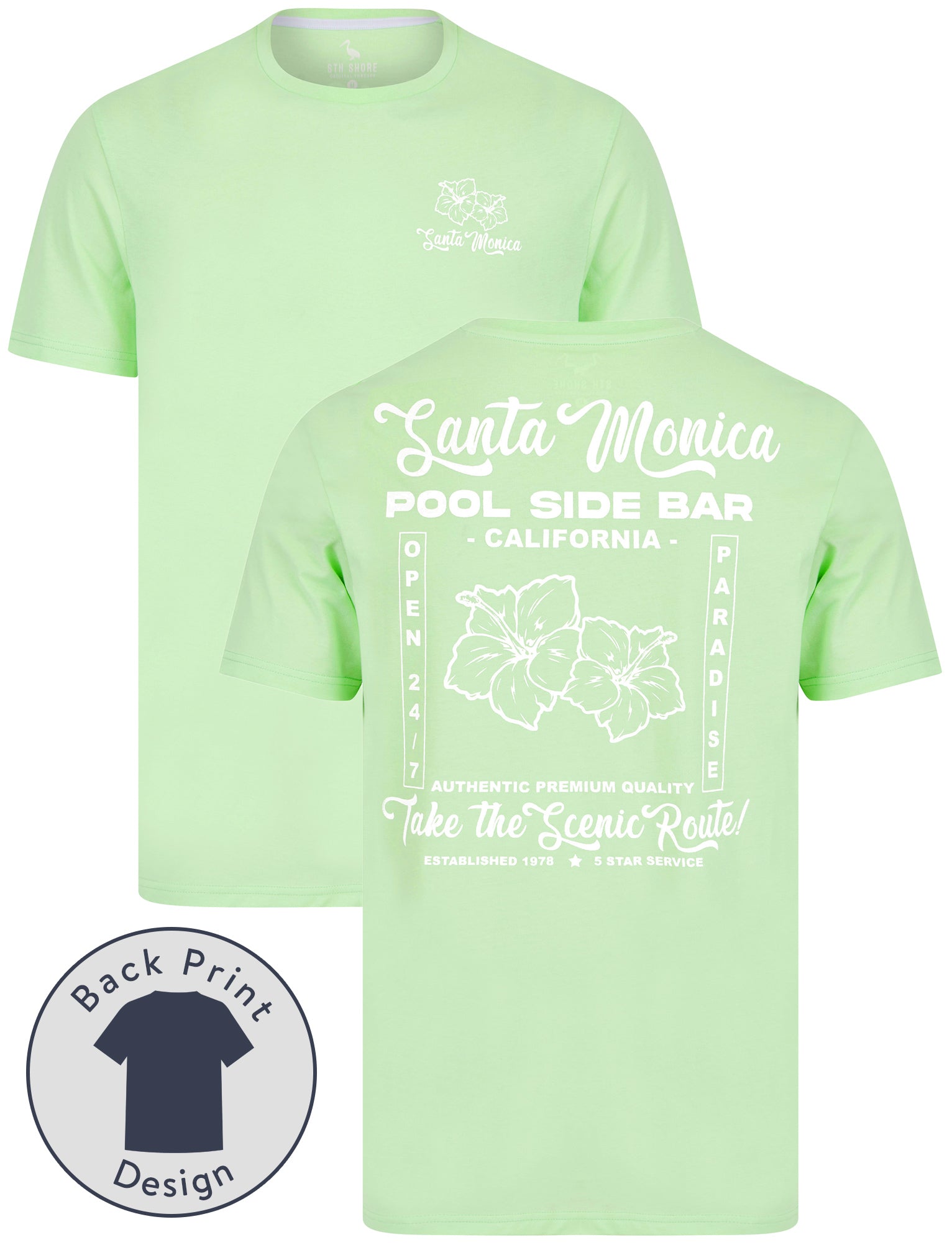 T-Shirts Pool Bar Motif Cotton Jersey T-Shirt in Patina Green - South Shore / L - Tokyo Laundry