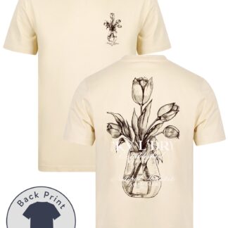 T-Shirts Tassos Vintage Retro Reverse Graphic Print Cotton Jersey T-Shirt in Summer Sand / M - Tokyo Laundry