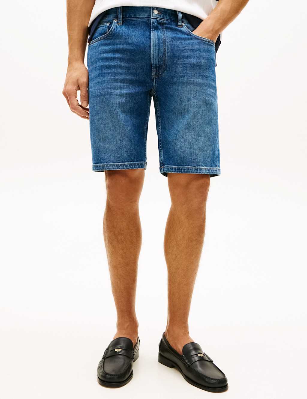Tommy Hilfiger Regular Fit Cotton Rich Denim Shorts Blue