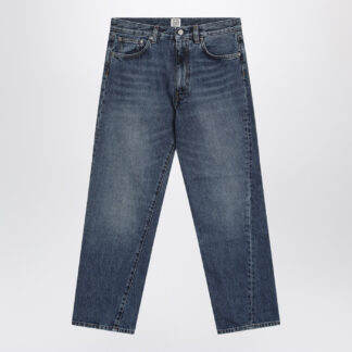 Washed blue denim jeans