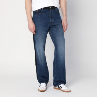 Washed-out indigo blue jeans
