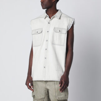 White vintage-effect denim vest
