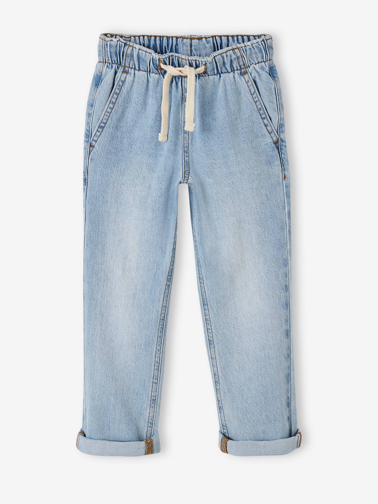 Wide Easy to Slip On Jeans for Boys bleached denim