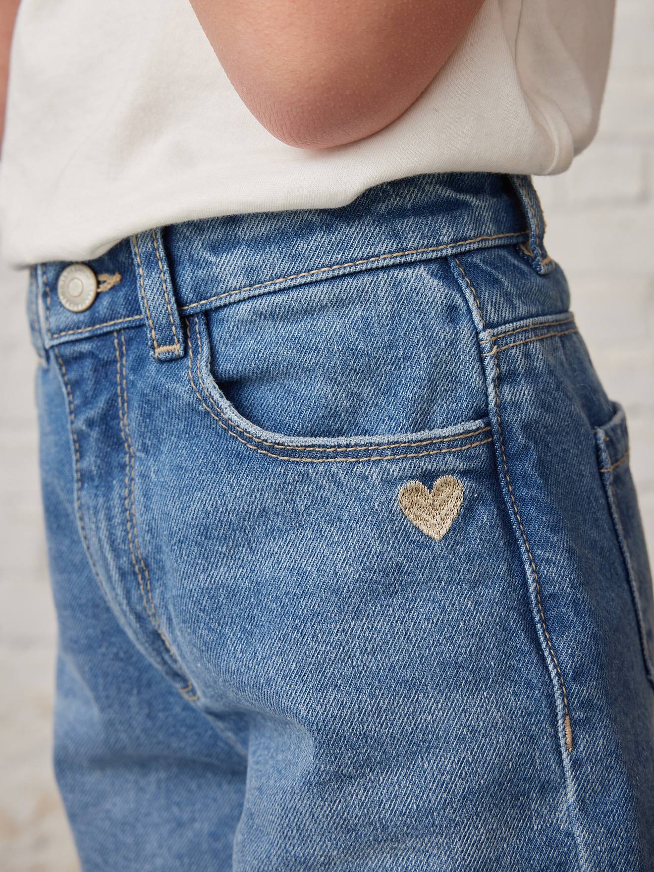 Wide-Leg Jeans, Frayed Hems, for Girls stone