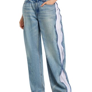 alexanderwang. t High Rise Curved Zipper Trim Jeans in Vintage Bleach Blue