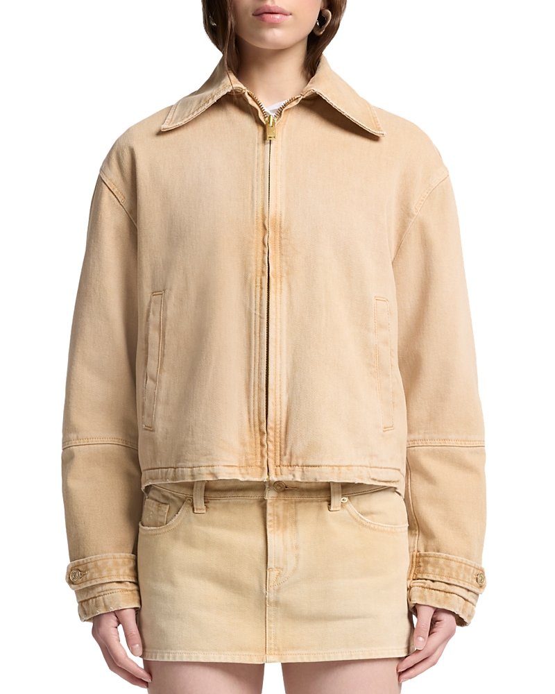 7 For All Mankind Denim Workwear Cropped Jacket in Sandune
