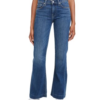 7 For All Mankind Dojo Mid Rise Wide Leg Trouser Jeans in Medium Melrose