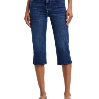 7 For All Mankind High Rise Cropped Slim Jeans in Soho Dark
