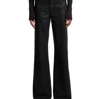 7 For All Mankind High Rise Lotta Flared Leg Jeans in Coated Black