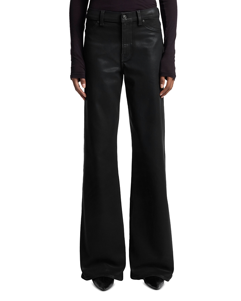 7 For All Mankind High Rise Lotta Flared Leg Jeans in Coated Black