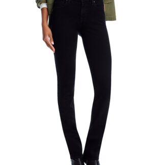 7 For All Mankind Kimmie Mid Rise Straight Jeans in Rinse Black