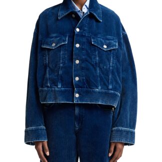 7 For All Mankind Oli Oversized Fit Cropped Corduroy Trucker Jacket in Oxnard