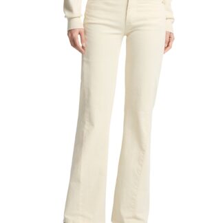 7 For All Mankind Twisted Dojo Tailorless Flare Leg Jeans in Corduroy Eggshell