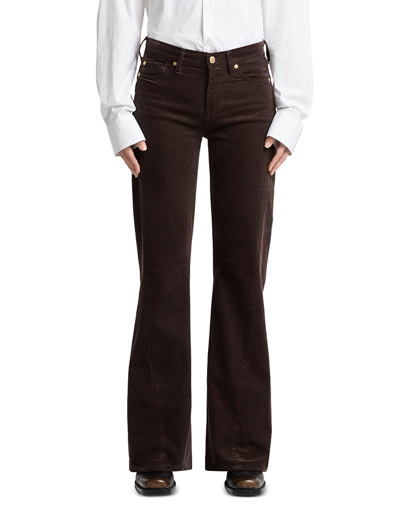 7 For All Mankind Twisted Dojo Tailorless Flare Leg Pants in Corduroy Coffee
